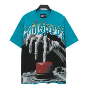 <span class=keywords><strong>T</strong></span>-<span class=keywords><strong>Shirt</strong></span> <span class=keywords><strong>Vintage</strong></span> in Cotone Lavato con Motivo Teschio e Scritta 'God <span class=keywords><strong>Rock</strong></span> Speed Street', 100% Lavorazione a Maglia, Modello Digitale Ampio per Coppie - Product Image 4