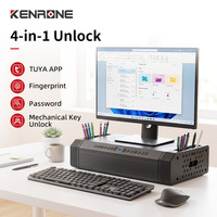 KENRONE Support de moniteur de bureau multifonctionnel avec tiroir à verrouillage sécurisé, poignée de transport et câble antivol pour la maison, le bureau et les entreprises