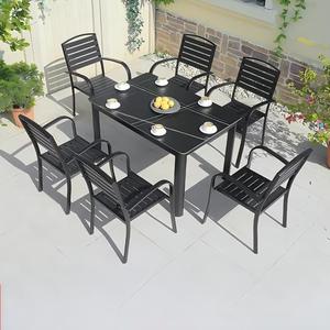 Outdoor Furniture Set French Coffee <b>Table</b> <b>Plastic</b> Wood Dining Set for Courtyard Villa Hotel & Park Use - Product Image 5
