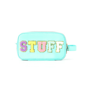 Embroidered Letter <b>Storage</b> <b>Bag</b> Polyester Waterproof Wash <b>Bag</b> <b>Large</b> Capacity Portable Makeup <b>Bag</b> - Product Image 5