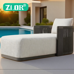 Chaise longue <span class=keywords><strong>de</strong></span> <span class=keywords><strong>jardin</strong></span> portable en aluminium avec coussins - Design moderne, résistante aux UV, durable, pliable pour la cour et la plage - Product Image 1