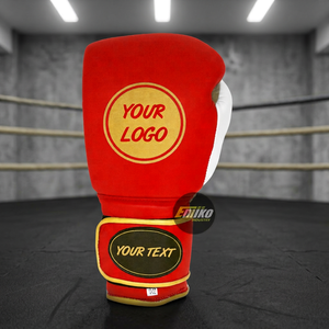 2026 Custom Made Kick <b>Boxing</b> <b>Gloves</b> Red <b>White</b> Yellow Lace-Up Full Finger PU Material for Adults 14 Years & up with Custom Logo - Product Image 3