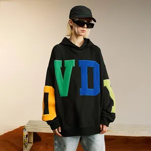 100 % Cotton Hoodie Factory Free Sample Clothing Manufacturing Streetwear High Quality Custom 100% Cotton Chenille Patch Embroidery Hoodie Men