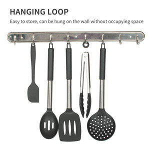 Cooking Kitchen Utensil <b>Silicone</b> Custom Spatula,Turner Tongs, Spoon, Brush, Whisk <b>Tools</b> Cookware Set with Wooden Handle - Product Image 4