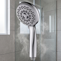 Cabezal de Ducha de Mano Cromado con 5 Modos de Ahorro de Agua, Fácil Instalación, 1 Año de Garantía, Diseño Moderno para Baño