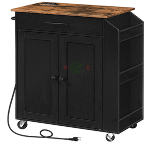 Îlot de cuisine avec prise électrique, étagère à épices et tiroirs, chariot de rangement pour <span class=keywords><strong>la</strong></span> maison et les restaurants, brun rustique - Product Image 1