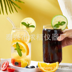 Glass Cup With Bamboo Lid Single Layer Transparent Straw Large Capacity For Juice Coffee Cola Party Use - Product Image 3