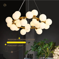 Luxe Lumineux Simple L Nordique Ingénierie Creative Verre Scandinave Boule De Lait Lustre Pendentif Lumière Lampe Pour Salon