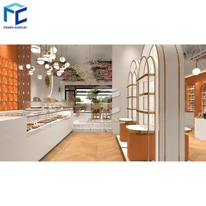 Modern Bubble Tea Shop Counter Design Display Stone Dessert Bar Counter Wooden Bakery Shop Furniture Interior Design Coffee Shop