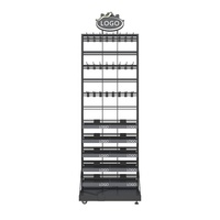 Idées de vente au détail modernes chaussures chaussettes marque boutique métal multi-usage suspendu rotatif présentoir à chaussures avec roues