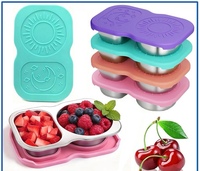 Conteneur alimentaire miniature de 150 ml, 2 compartiments, acier inoxydable, sans BPA, couvercle en silicone, boîte à goûter personnalisée pour enfants, couleur personnalisée