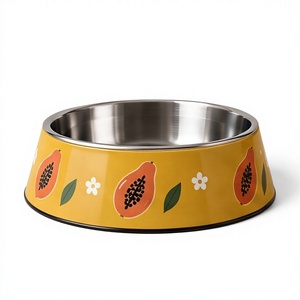 Gamelle Moderne en Émail à Motif Fruits Tropicaux, Anti-Renversement, Ronde, en Acier Inoxydable, pour Chien et Chat, avec Fond Antidérapant en Caoutchouc - Product Image 1