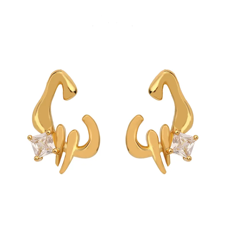 New Trend Zircon Diamond Earrings High Quality Silver 925 Gold Plated Earrings