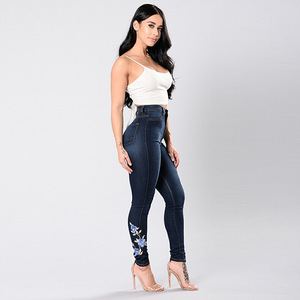 YUANBOFEI Jeans Skinny da <span class=keywords><strong>Donna</strong></span> a Vita Alta, Pantaloni in Denim Modellanti <span class=keywords><strong>Super</strong></span> Elasticizzati, Pantaloni a Sigaretta in Denim Ricamato <span class=keywords><strong>Sexy</strong></span> - Product Image 4