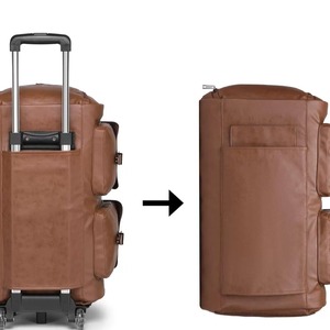 Pu Duffle Bag Detachable Pull Rod Travel Suit Roller Bag Spinner <b>Suitcase</b> Shoes Storage Foldable Trolley Bag Luggage - Product Image 2