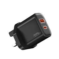 Venta al por mayor 20W PD Cargador de carga rápida C Adaptador de cargador Puertos duales USB A + C Cargador de pared para iPhone para Samsung