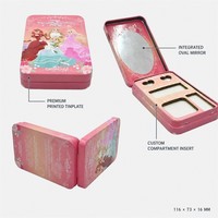 Boîte en fer blanc personnalisée pour fards à paupières pour enfants, avec miroir et couvercle à charnière, palette cosmétique ovale réutilisable, vente en gros d'usine