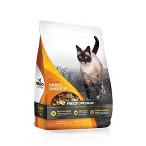 Bolsa para retorta de alimentos para animais de estimação, sacola para embalagem de alimentos para gatos, sacola plástica com zíper, fornecedor de embalagens, bolsa de suporte para alimentos estampados