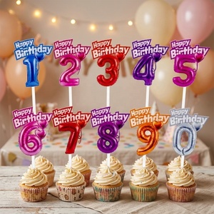 Decorazione per Torta di Compleanno Personalizzata in Acrilico Stampato UV 3D, Palloncino Ecologico con Numero 0-9 per Feste di Compleanno - Product Image 1