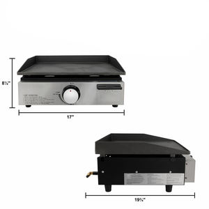 Barbecue au gaz portable d'extérieur, combo avec plaque chauffante et gril à gaz à 2 brûleurs, en <span class=keywords><strong>acier</strong></span>, fer, métal - Type gaz propane - Product Image 6