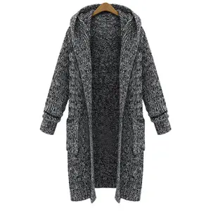 महिलाओं के कपड़े फैक्टरी थोक सर्दियों घिरना कार्डिगन Hooded चंकी बुनना कार्डिगन कोट