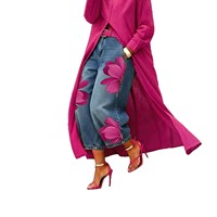 Ensemble pantalon et haut long 2 pièces décontracté en polyester et élasthanne à motif imprimé, style transfrontalier euro-américain, pour femme, collection 2026