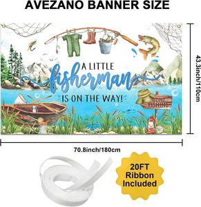 Décor de fête de naissance sur le thème de la pêche : Bannière « Un <span class=keywords><strong>petit</strong></span> pêcheur est en route » pour garçons - Product Image 3
