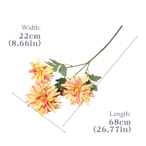 A tre teste fiamma dalia crisantemo Design molto realistico decorazione per festa di nozze da me fiori artificiali di alta qualità - Product Image 2