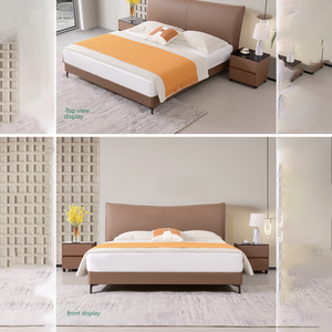 <span class=keywords><strong>Letto</strong></span> Matrimoniale in Pelle Minimalista Italiano Nuovo Design Moderno Semplice <span class=keywords><strong>per</strong></span> Appartamento Lusso Leggero Atmosferico con Contenitore - Product Image 4