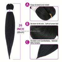 Perruques 4x pré-étirées 52 pouces, cheveux à tresser pré-étirés Afro Yaki Jumbo Box Braid, extensions de cheveux alignées avec les cuticules