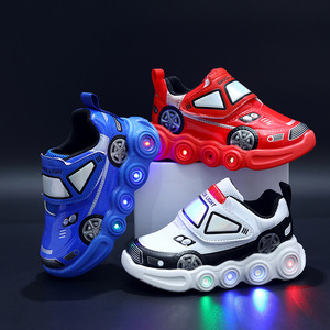<span class=keywords><strong>Scarpe</strong></span> sportive per bambini in pelle cartone animato luce a LED per bambini da 1 a 6 anni <span class=keywords><strong>scarpe</strong></span> sportive casual leggere traspiranti facili da indossare e da togliere - Product Image 2