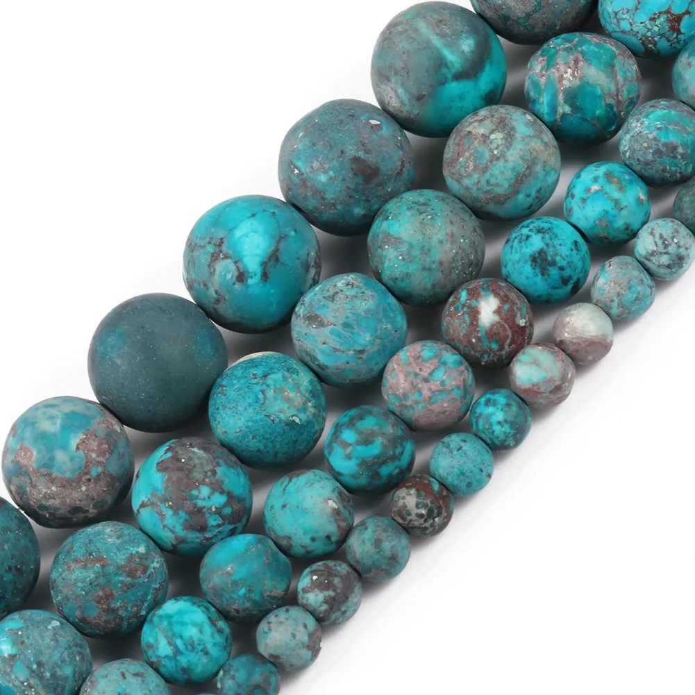 Wholesale Round 4/6/8/10MM Matte Frosted Blue Green American Turquoise Beads for Jewelry DIY