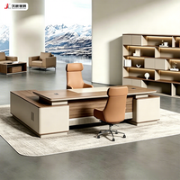 JIUSHUN Mobilier de bureau commercial, Table de direction de luxe pour PDG, Bureau de direction moderne
