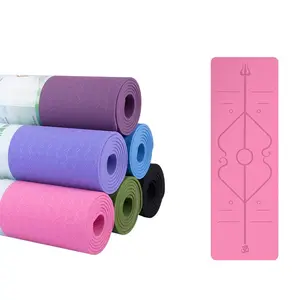 Uitlijnlijnen Oefening Gym Fitness Yoga Mat Set 6Mm Tpe Yoga Mat