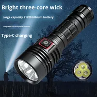 Lampe de poche LED à haute intensité G40 à 3 cœurs Batterie 21700 rechargeable par USB Projecteur longue portée Lampe de camping de taille paume IP65