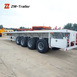 ZW Trailer Made in China 20ft 40 ft Tri axle 4 Axles Flatbed Container Flat bed Semi Truck Trailers for sale