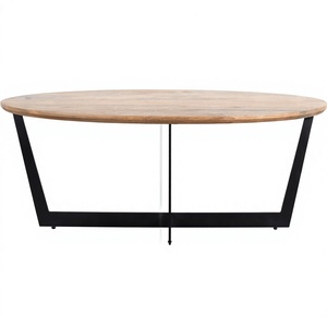 Table basse moderne en bois de manguier faite à la main avec structure en fer pour salon - Product Image 2