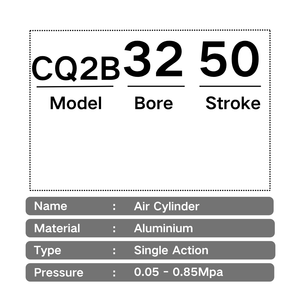 Cylindre pneumatique fin en alliage d'aluminium série CQ2B, double action, <span class=keywords><strong>tige</strong></span> de piston en acier inoxydable, alésage 12-80 mm, course 5-100 mm - Product Image 3