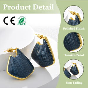 Boucles d'oreilles pendantes en acier inoxydable 304, design <span class=keywords><strong>original</strong></span>, bleu canard, irrégulières, étanches, inaltérables, bijoux de mode - Product Image 1