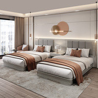 Usine directe hôtel de luxe moderne chambre ensemble de meubles en bois massif 5 étoiles hôtel standard cadre de lit panneau têt