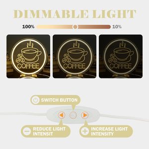 Coffee neon light round LED indoor hanging ambient light shop <b>sign</b> decorative light entrance indicator light luminous <b>sign</b> 5V12V - Product Image 3