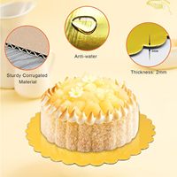 Plateaux à gâteau Eco Gold 8, 10, 12 pouces, ronds, recouverts de papier d'aluminium, bases à gâteau jetables résistantes à la graisse pour boulangerie et fête