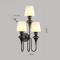 Applique murale américaine de luxe en laiton massif, style rétro français, applique murale européenne minimaliste à LED pour chambre