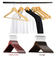 Amber Home Pack de 20 cintres à vêtements rétro en bois antidérapants de 44,5 cm avec rainure pour barre, brun antique