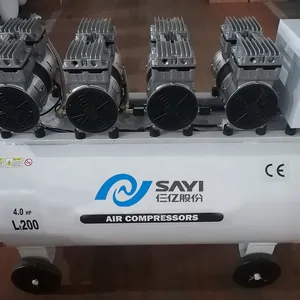 Aangepast Logo 750W 4hp 200l Olieloze Motor Koperdraad 1440 Rpm Hava Olievrije Luchtcompressor