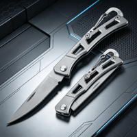 Couteau de poche pliant à manche creux en acier inoxydable 3Cr13, mini couteau utilitaire avec mousqueton pour le camping, la randonnée et les activités de plein air