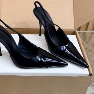 Leather-covered pointed-toe backless thin strap high heel ladies light luxury banquet casual elegant high-heeled single <b>shoe</b> - Product Image 6