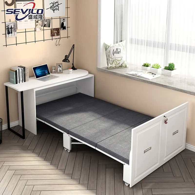 Cama dobrável para escritório, cama com mesa para economizar espaço