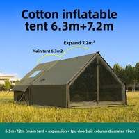 Tente de camping gonflable monocouche en tissu coton 6.3+7.2, imperméable quatre saisons, à montage rapide, avec auvent d'extension