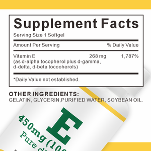 VitaHall Doğal Gıda Sınıfı <span class=keywords><strong>E</strong></span> Vitamini Yağı Yumuşak Jel Kapsül D-Alfa 1000iu 671mg Yetişkin Antioksidan Takviyeleri 60 Yumuşak Jel/Kap 60 Adet - Product Image 2